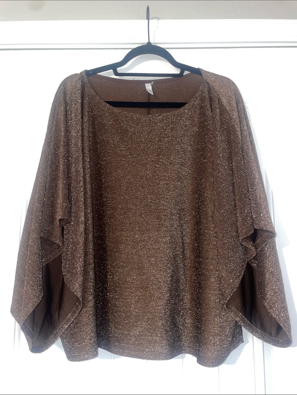 Women's Sparkle Brown Dolman Sleeve Sweater